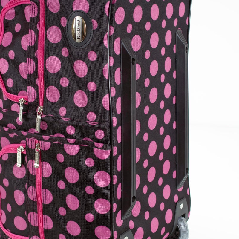 Rockland Rolling Duffel Bag, Black Pink Dot, 22" - Image 5